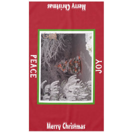 Mantel Árbol de Navidad cubierto de nieve Enciende Rojo V