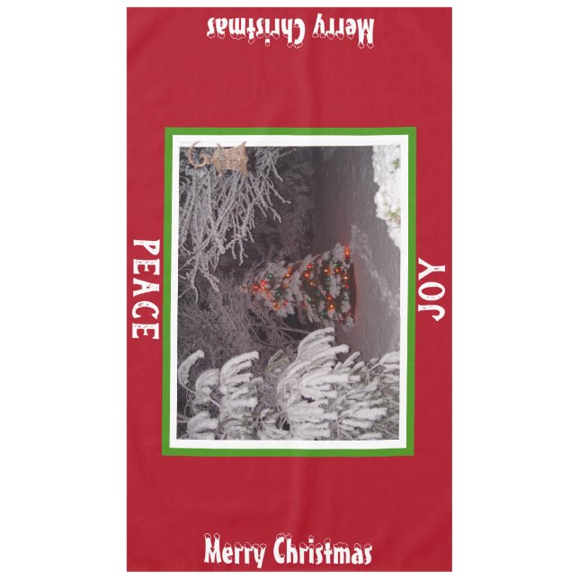 Mantel Árbol de Navidad cubierto de nieve Enciende Rojo V (Anverso)