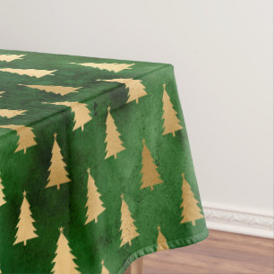 Mantel Árbol de Navidad de invierno festivo verde y dorad