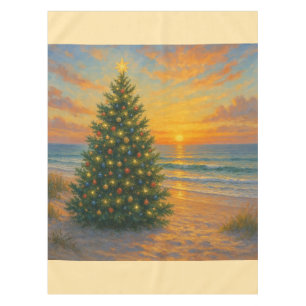 Mantel Árbol de Navidad náutico/costero en la playa
