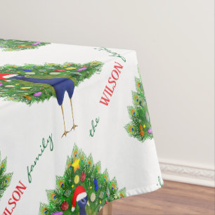 Mantel Árbol de Navidad Pavo Real Patrón Alegre y Brillan