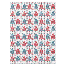 Árbol de Navidad Rojo y Azul Folk Art Escandinavo