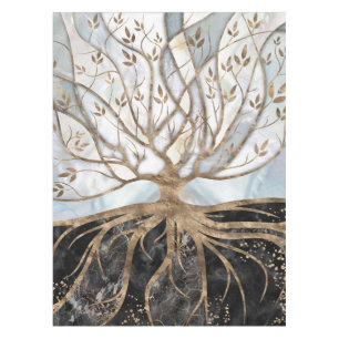 Mantel Árbol de vida - Perla, oro y mármol negro
