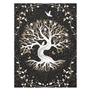 Mantel Árbol de vida - Yggdrasil - blanco negro y oro