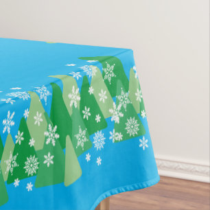 Mantel Árboles de Navidad Copos de nieve blancos Azul