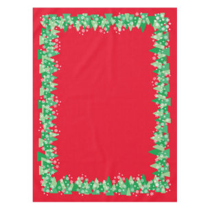 Mantel Árboles de Navidad Copos de nieve blancos Rojo