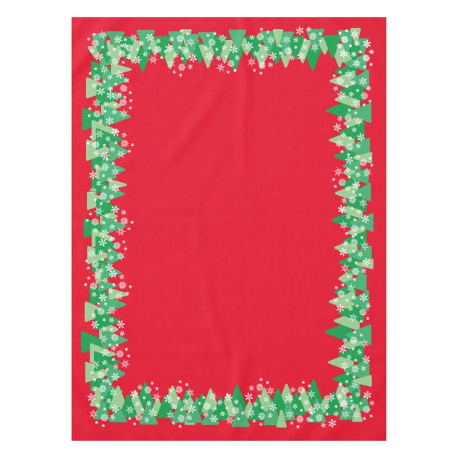 Mantel Árboles de Navidad Copos de nieve blancos Rojo (Anverso)
