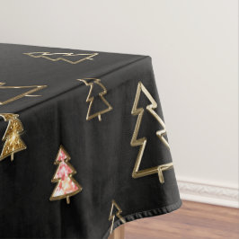 Mantel Árboles de Navidad de metal falso negro y dorado p
