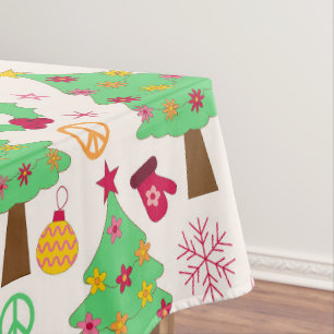 Mantel Árboles de Navidad Retro Groovy de los 70 Patrón