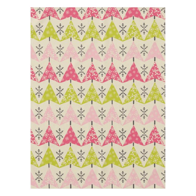 Mantel Árboles de Navidad rosas y verdes. (Anverso)