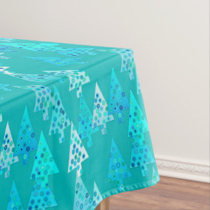 Mantel Árboles modernos de Navidad, turquesa y Aqua