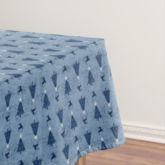 Mantel Árboles navideños azules y renos de la marina trad (In Situ)