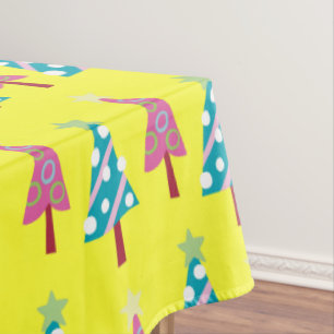 Mantel Árboles navideños rosas y azules Amarillos