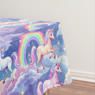 Mantel Arcoíris brillante y unicornios en nubes