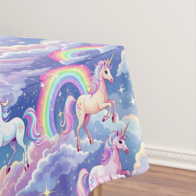 Mantel Arcoíris brillante y unicornios en nubes (In Situ)