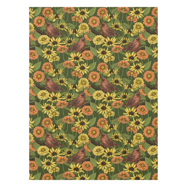 Mantel Arenas y flores en verde (Anverso)