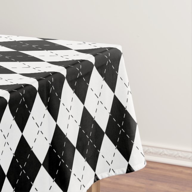 Mantel Argyle blanco y negro (In Situ)