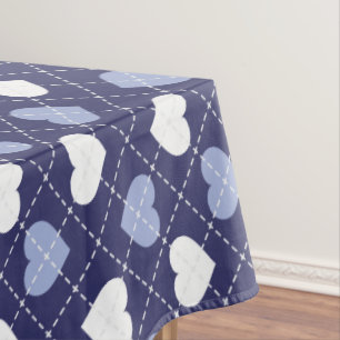 Mantel Argyle de los corazones azul y blanco
