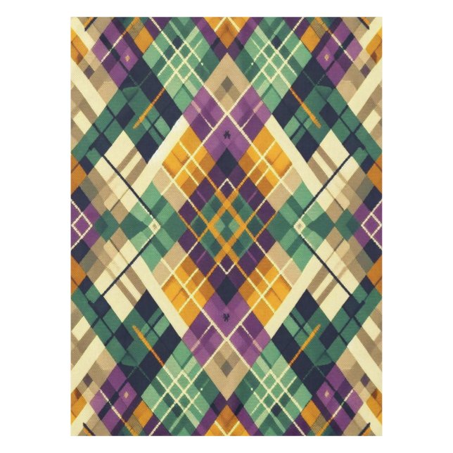 Mantel Argyle Mardi Gras verde púrpura amarillo (Anverso)