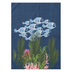 Mantel Armada texturada, pescado, coral rosado
