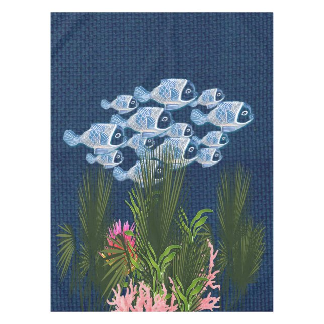 Mantel Armada texturada, pescado, coral rosado (Anverso)