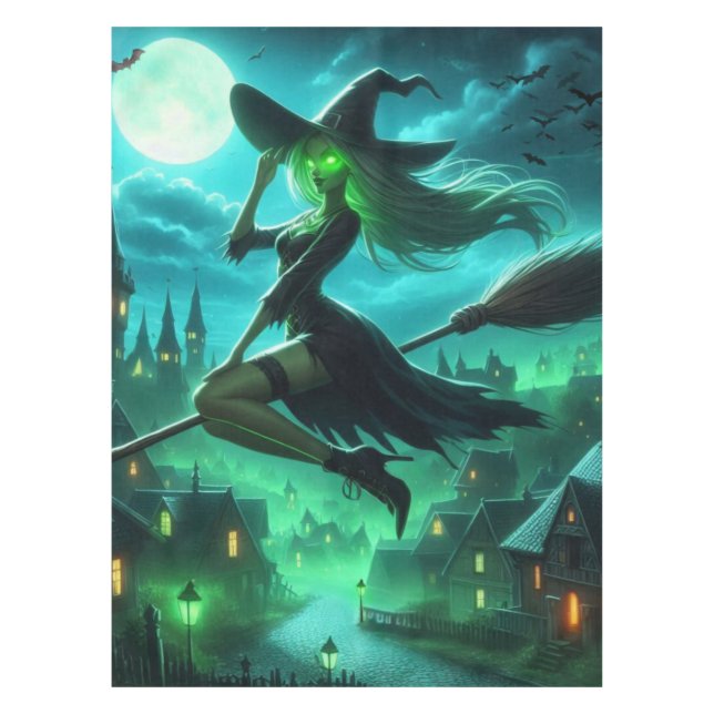 Mantel Aroma verde espumoso bruja Halloween (Anverso)