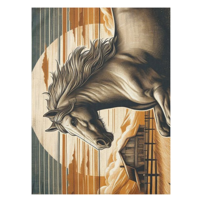 Mantel Arroz/caballo vintage/occidente (Anverso)