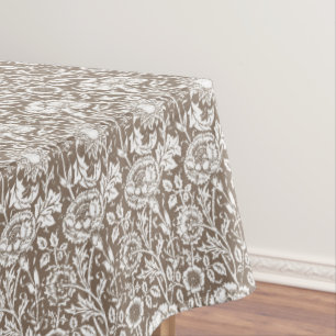 Mantel Art Nouveau Carnation Damask, Taupe and White