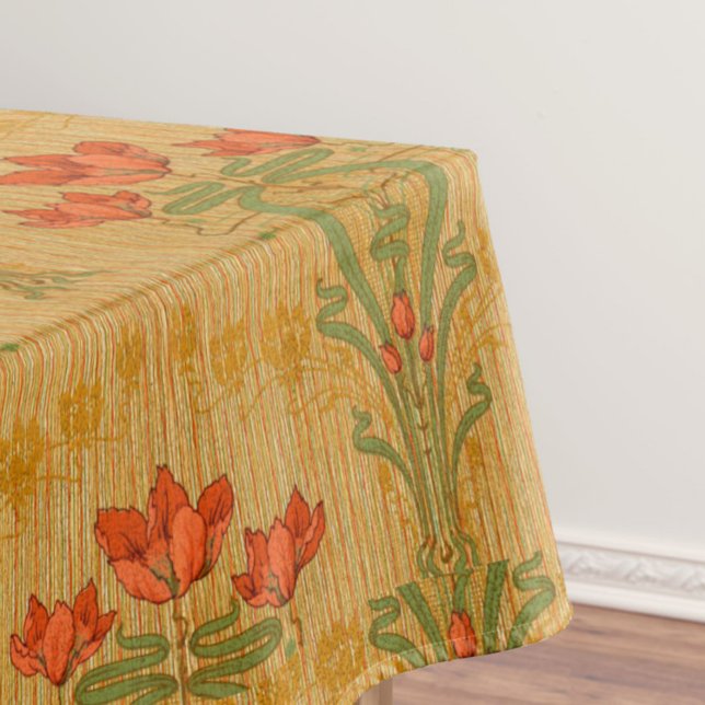 Mantel Art nouveau floral poppy red gold green elegant  (Subido por el creador)