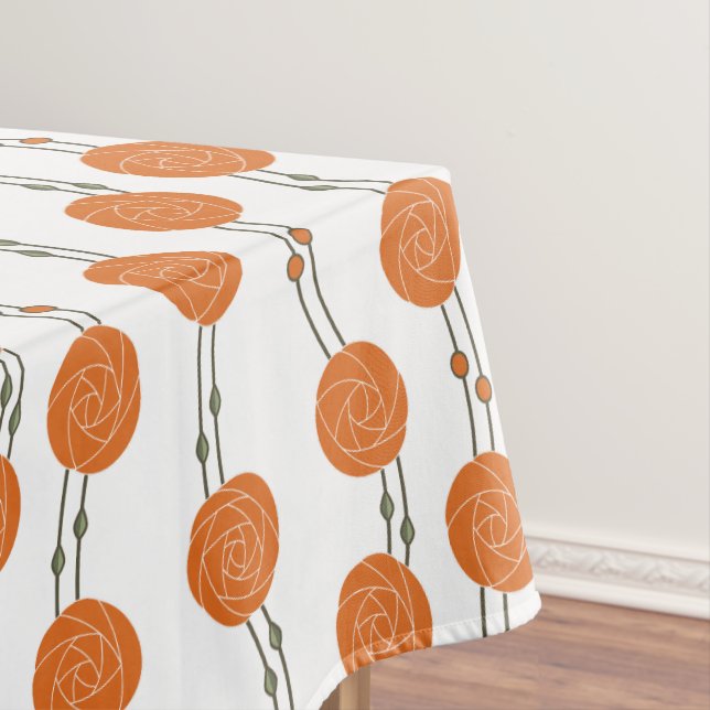 Mantel Art Nouveau Mackintosh Rose Stripes Orange (In Situ)