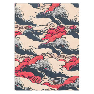 Mantel Arte abstracto de olas del océano de estilo japoné