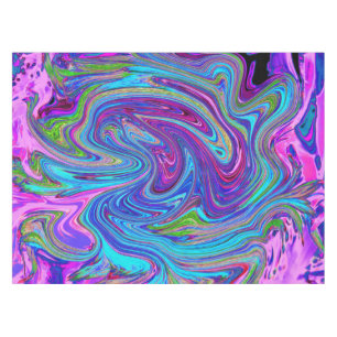 Mantel Arte abstracto retro groovy azul, rosa y púrpura