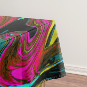 Mantel Arte abstracto retro groovy magenta, rojo y azul