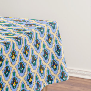 Mantel Arte de tracería árabe marroquí amarillo azul vint