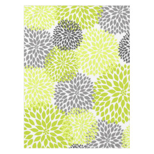 Mantel Arte floral de la dalia gris verde chartreuse