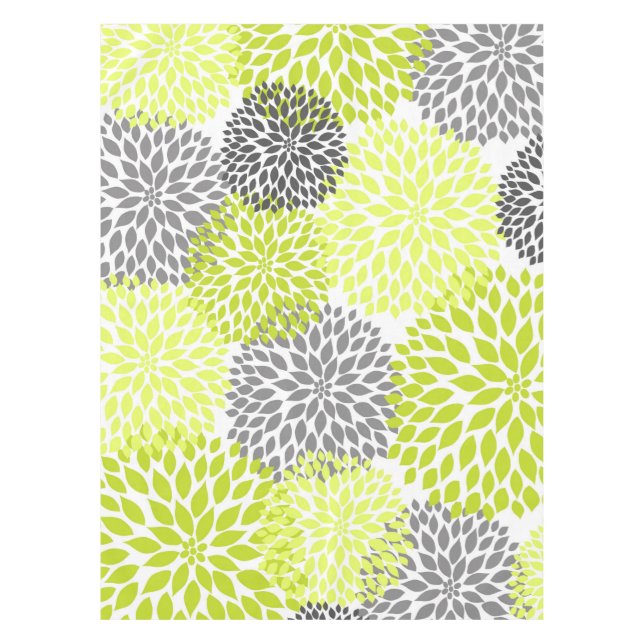 Mantel Arte floral de la dalia gris verde chartreuse (Anverso)