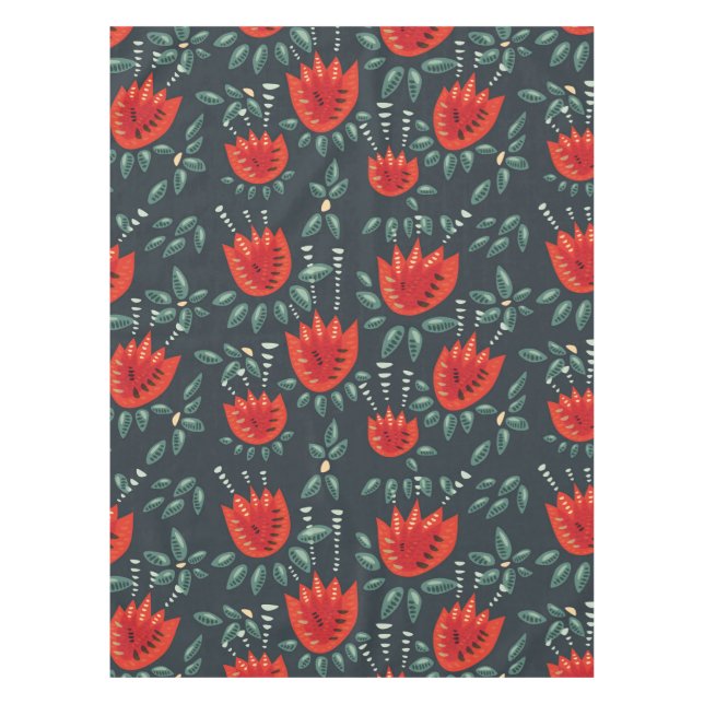 Mantel Arte floral de tulipanes rojos caprichosos - Prima (Anverso)