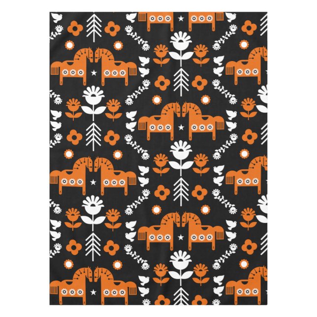 Mantel Arte folclórico escandinavo de caballos (Anverso)