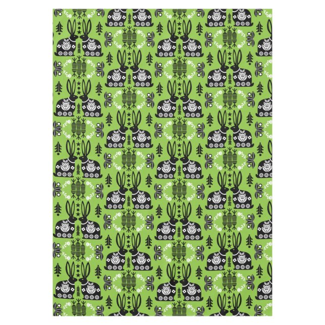 Mantel Arte folclórico nórdico escandinavo conejo (Anverso)