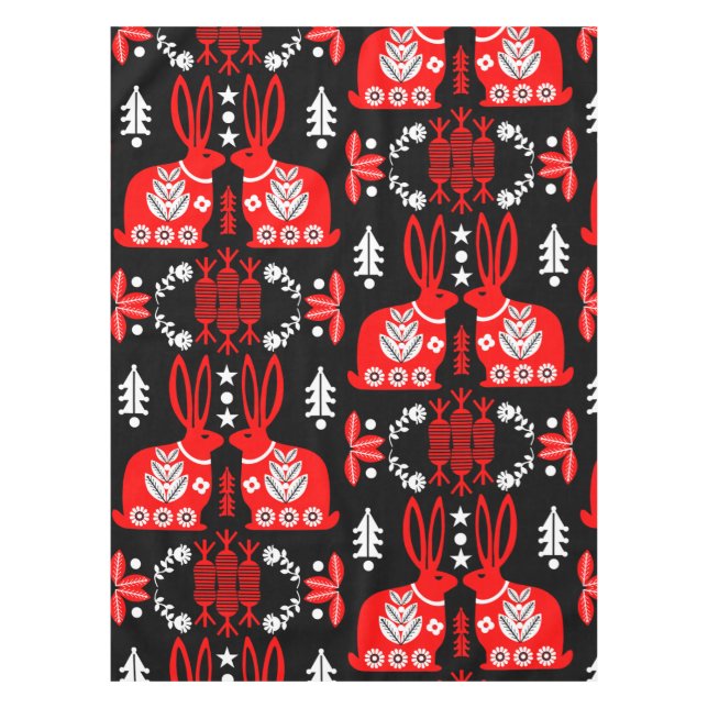 Mantel Arte folclórico nórdico escandinavo conejo (Anverso)