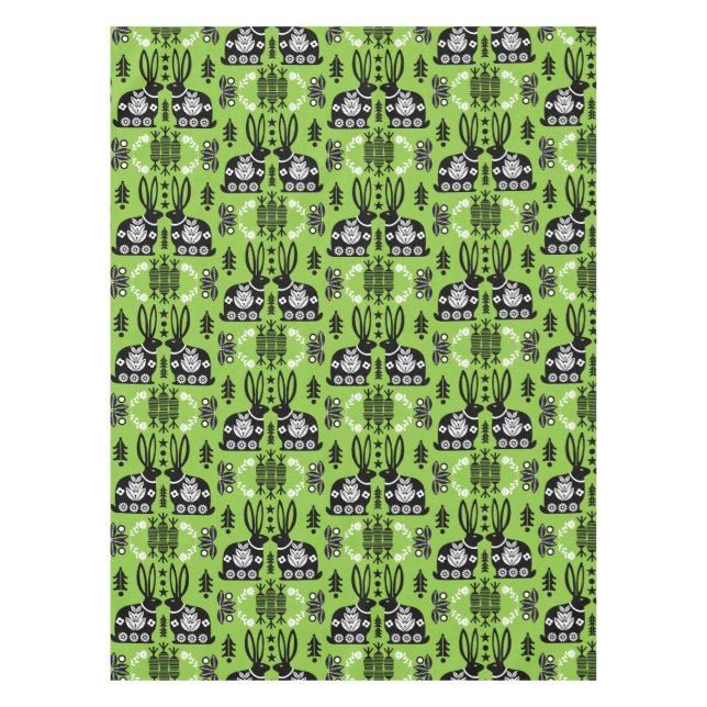 Mantel Arte folclórico nórdico escandinavo conejo (Anverso)