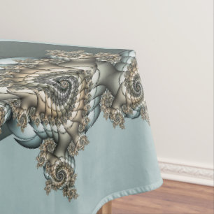 Mantel Arte fractal abstracto beige azul claro espirales