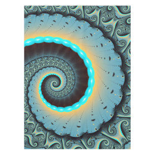 Mantel Arte fractal en espiral abstracto azul turquesa na