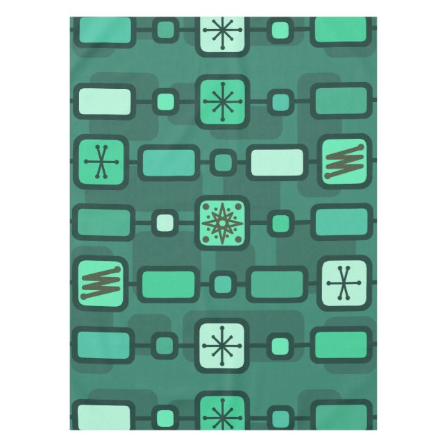 Mantel Arte geométrico retro atómico Verde azulado (Anverso)