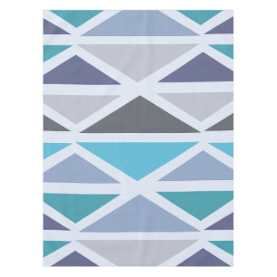 Mantel Arte Geométrico Retro Triángulos Turquesa Gris