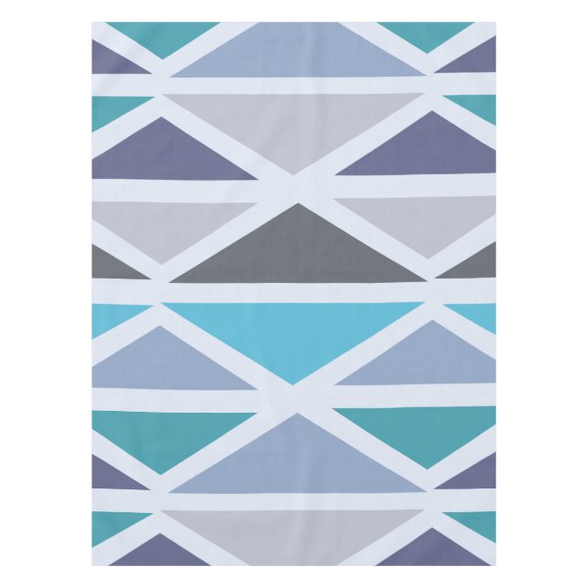 Mantel Arte Geométrico Retro Triángulos Turquesa Gris (Anverso)