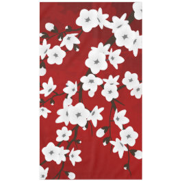 Mantel Asia Floral White Cherry Blossom Red