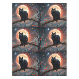Mantel Aterrador Halloween Black Cat Moonlight,