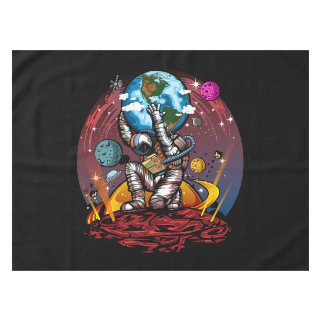 Mantel Atlas Astronaut Holding Earth Mars Galaxy Cosmic (Frente (Horizontal))