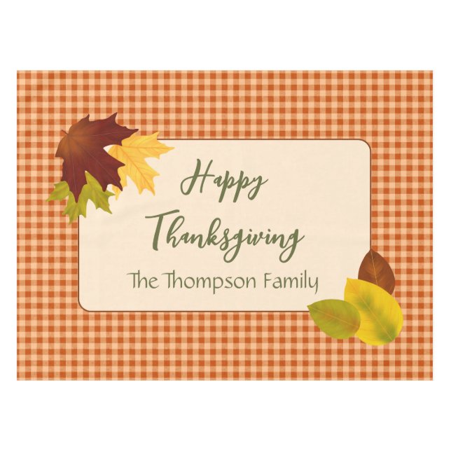 Mantel Autumn Gingham Thanksgiving Tablecloth (Frente (Horizontal))